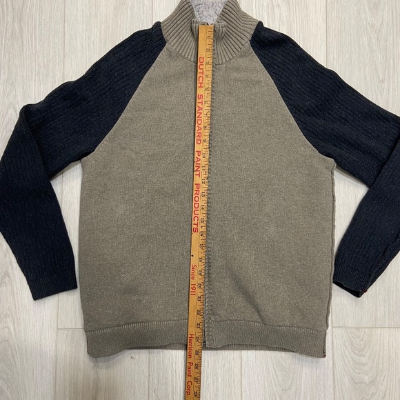 Carbon 2 Cobalt Sweater Men's Medium Sherpa Fleece Lined Full Zip Beige Gray - Picture 7 of 12